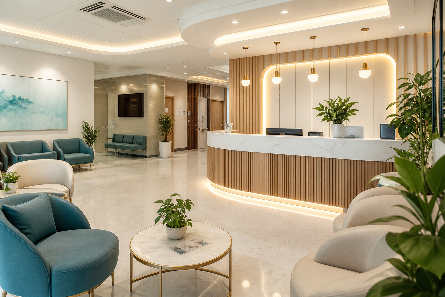 Modern clinic reception area